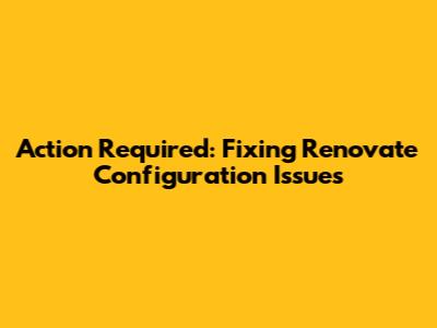 Action Required: Fixing Renovate Configuration Issues