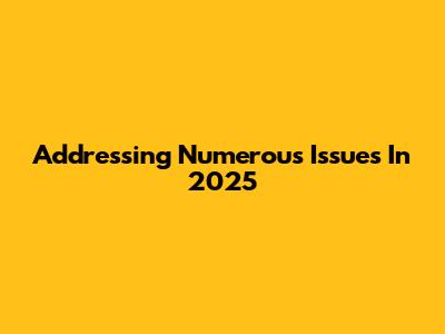 Addressing Numerous Issues In 2025