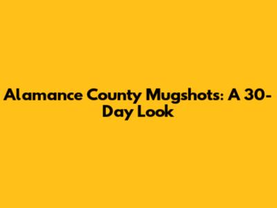 Alamance County Mugshots: A 30-Day Look