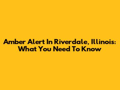 Amber Alert In Riverdale, Illinois: What You Need To Know