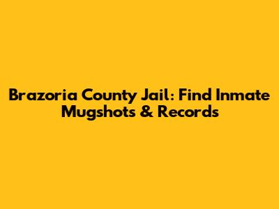 Brazoria County Jail: Find Inmate Mugshots & Records