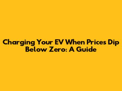 Charging Your EV When Prices Dip Below Zero: A Guide