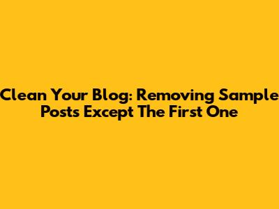 Clean Your Blog: Removing Sample Posts Except The First One