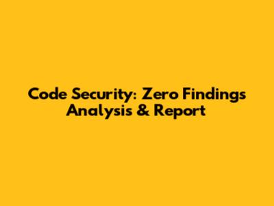 Code Security: Zero Findings Analysis & Report