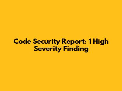 Code Security Report: 1 High Severity Finding