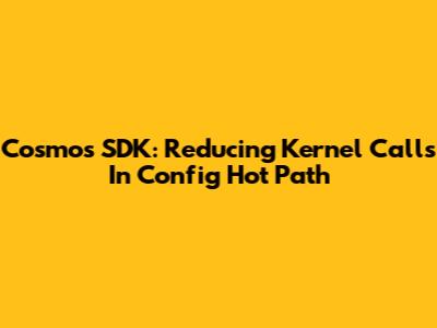 Cosmos SDK: Reducing Kernel Calls In Config Hot Path