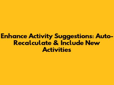 Enhance Activity Suggestions: Auto-Recalculate & Include New Activities