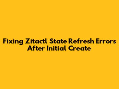 Fixing Zitactl State Refresh Errors After Initial Create