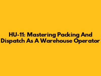 HU-11: Mastering Packing And Dispatch As A Warehouse Operator