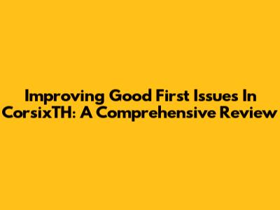 Improving Good First Issues In CorsixTH: A Comprehensive Review