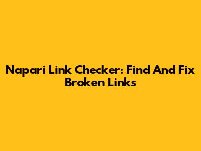 Napari Link Checker: Find And Fix Broken Links