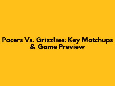 Pacers Vs. Grizzlies: Key Matchups & Game Preview