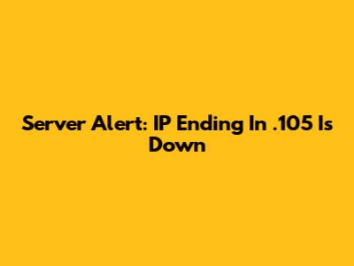 Server Alert: IP Ending In .105 Is Down