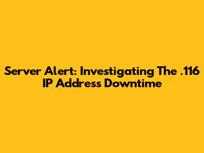 Server Alert: Investigating The .116 IP Address Downtime