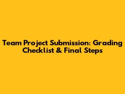 Team Project Submission: Grading Checklist & Final Steps