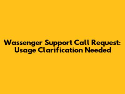 Wassenger Support Call Request: Usage Clarification Needed